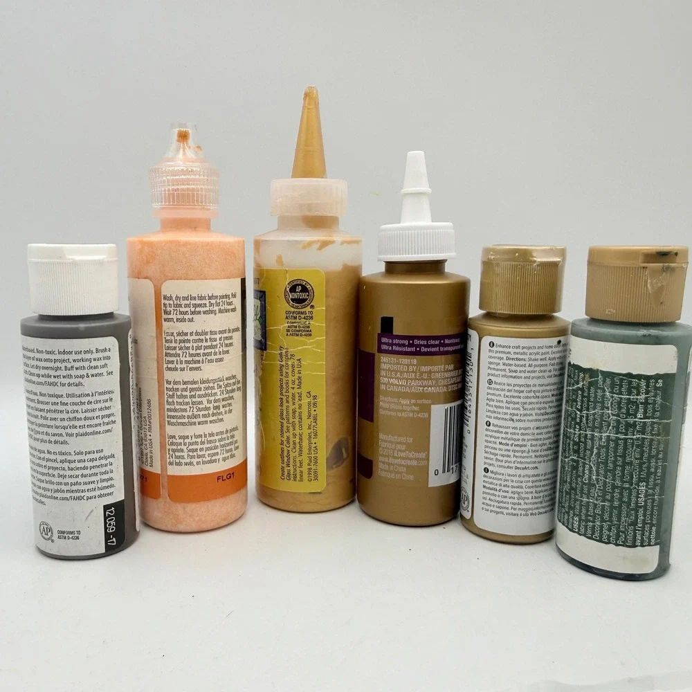 Craft Supply Lot Plaid FolkArt Wax Tulip Glitter Gold DecoArt Metallic Glue 6pc